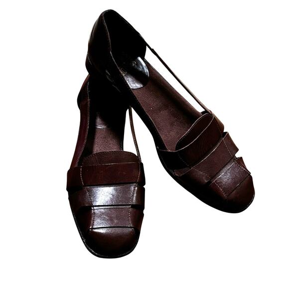 Mootsies Tootsies brown woven leather flats slip on casual shoes US size 10M - Picture 5 of 9